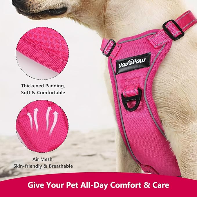 Dog Seat Belt Harness for Car, Dog Car Harness Adjustable Mesh Breathable & Dogs Seatbelt Safety Tether with Elastic Bungee for Small Medium Large Pets(Rose, S)