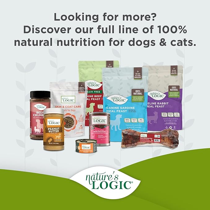 Nature's Logic Dry Dog Food - 100% Natural - No Synthetics - For All Ages, Sizes, Breeds - Free From Common Allergens, High Protein - Sardine Meal Feast, 4.4lbs
