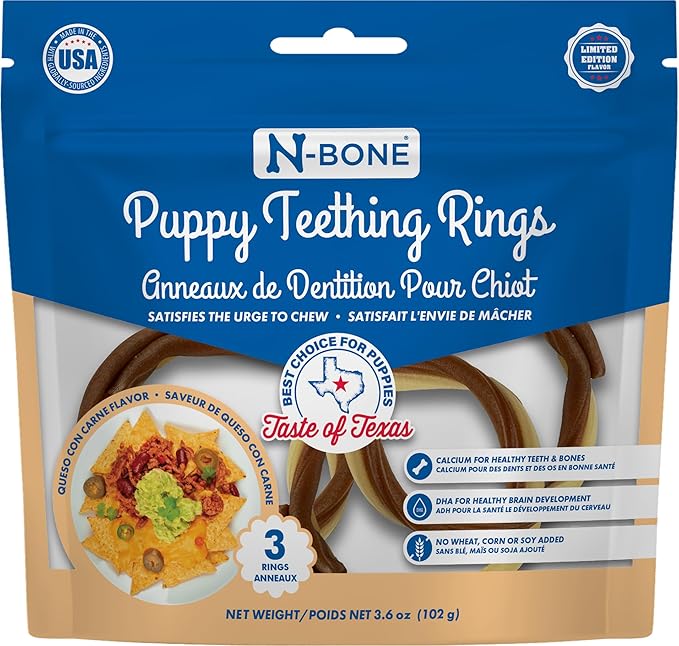 N-Bone Puppy Teething Rings Taste of Texas Queso Con Carne Flavor 3 Count