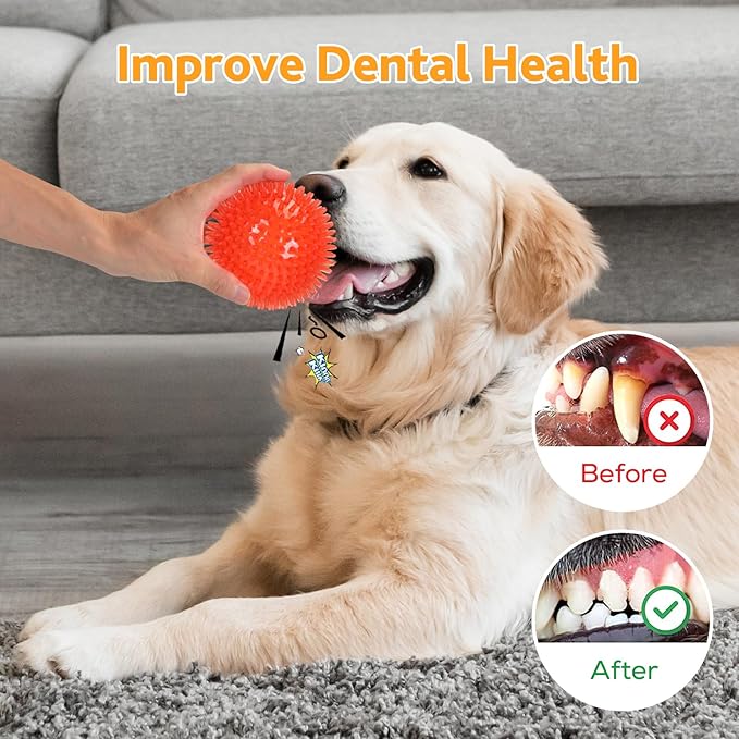 petizer 6 Pack 4.5inch Squeaky Dog Toy Balls Floating Spiky Pool Balls Interactive Fetch Toys for Large Dog