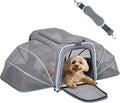 Petsfit Expandable Large Cat Carrier Small Dog Carriers Airline Approved, 17" Lx 11" Wx 11" H Soft-Sided Portable Washable Pet Travel Carrier with 2 Extension for Kittens, Puppies, Rabbits