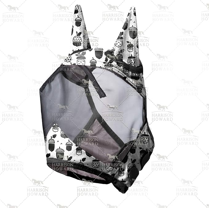 Harrison Howard LumiVista Horse Fly Mask Standard with Ears UV Protection for Horse Pine Cones L Full Size