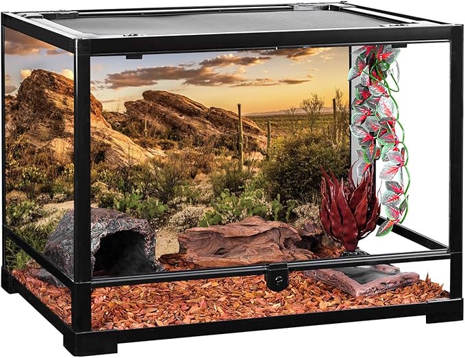 AWERT Reptile Habitat Background Blue Sky Oasis Cactus Sun and Desert Terrarium Background 72x18 inches Durable Polyester Background