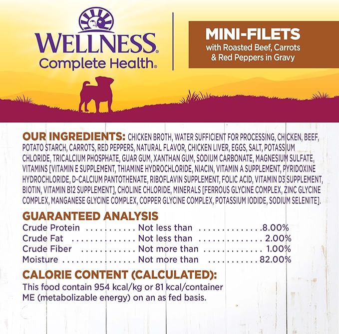 Wellness Petite Entrées Mini-Filets with Roasted Beef, Carrots & Red Peppers in Gravy, 3-Ounce Cup (Pack of 12)