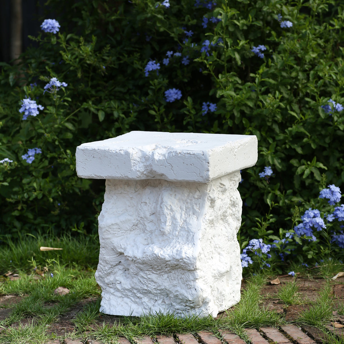 Talia Outdoor Patio Modern Artistry MGO Side Table, White