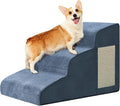 Pet Stairs for Small Dogs - 3-Step Curved Dog Ramp for Bed, Couch, Sofa, Car and Chairs - Non-Slip Bottom Design - High Density Foam Portable Pet Step - Navy