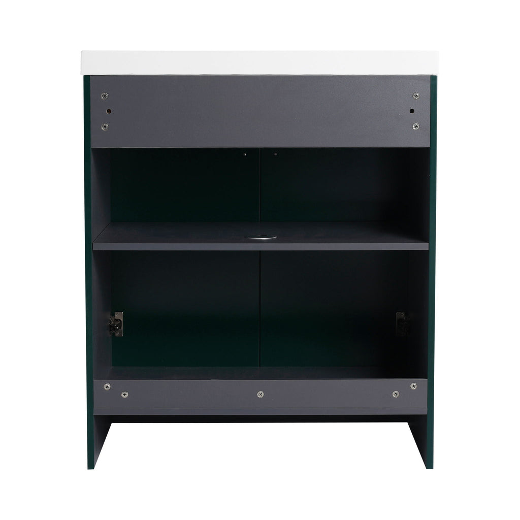 Contemporary Freestanding Bathroom Vanity With Resin Sink & Soft-Close Cabinet Doors
