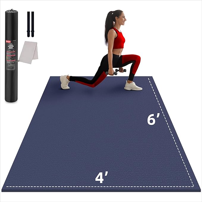 Large Exercise Mat for Home Workout,12‘x6’/10'x6'/9'x6'/8'x6'/7'x5'/6'x4' (7mm) Extra Thick Workout Mat, High-Density Gym Mat for Cardio, Jump Rope, MMA, Weights (Shoe-Friendly)
