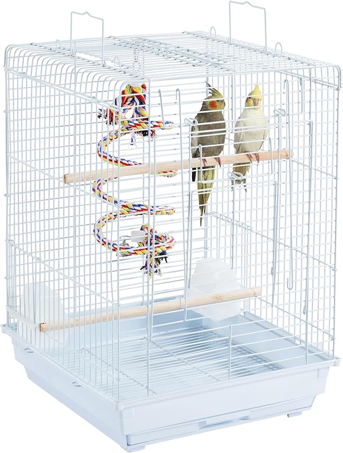 Yaheetech Open Play Top Travel Bird Cage for Conure Sun Parakeet Green Cheek Conure Lovebird Budgie Finch Canary, Small-Size Cage Portable