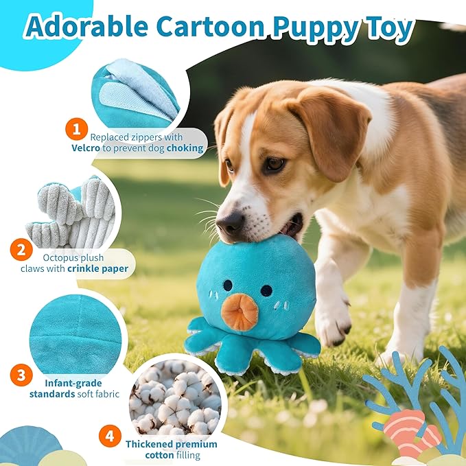 Interactive Dog Toys, Moving Squeaky Dog Toy Ball, Rechargeable Bouncing Rolling Puppy Ball Toy with Jumping Music Talking Mode for Puppy Small Medium Dogs to Keep Them Busy (Octopus)