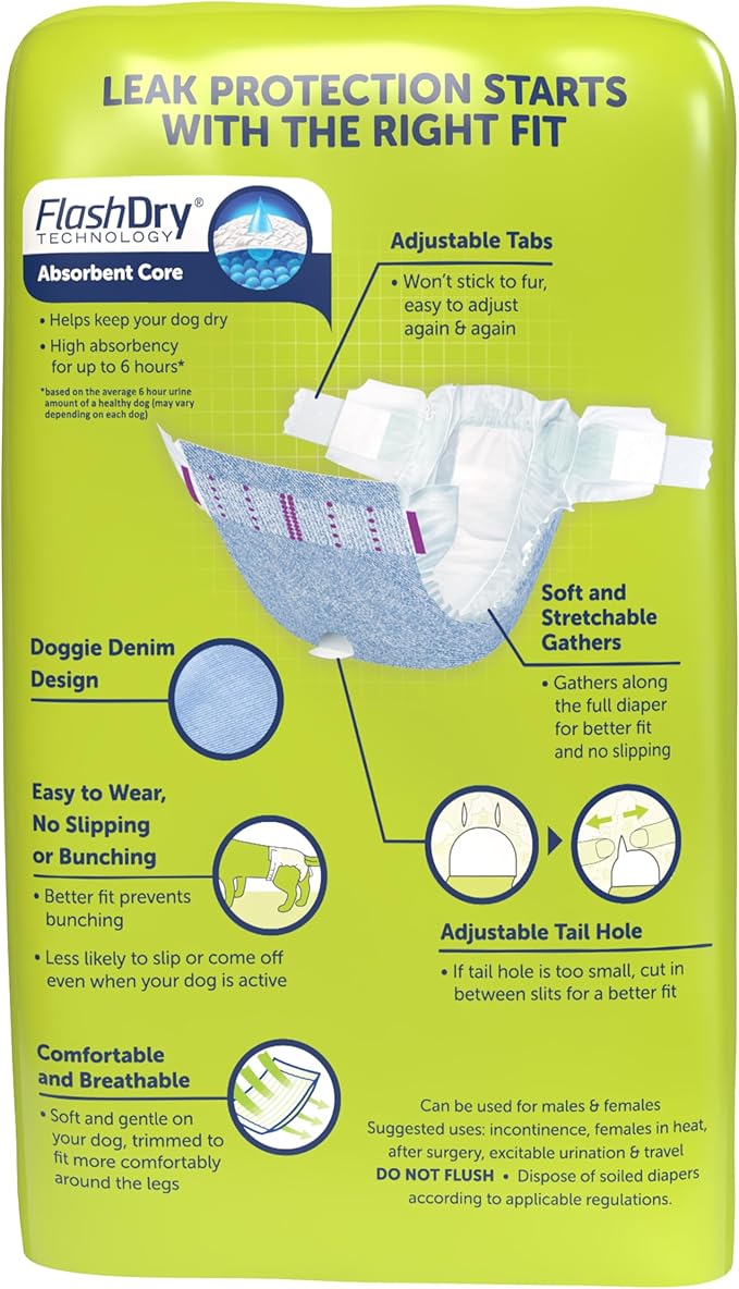 New! Hartz® Comfitables® Disposable Dog Diapers, Size Large 26 Count, Comfortable & Secure Fit, Easy to Put On, Super Absorbent Male and Female Diaper