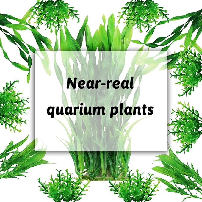 Aquarium Plants, 20pcs Fish Tank Decor Green Plants Artificial Aquarium Decorations for Household and Office Aquarium Simulation, Small to Large