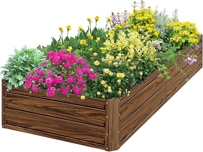 SnugNiture Galvanized Raised Garden Bed 8x4x1FT Outdoor Large Metal Planter Box Steel Kit for Planting Vegetables, Flowers