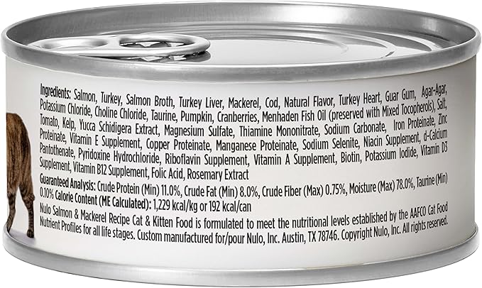 Nulo Salmon & Mackerel Recipe Pate Wet Canned Cat Food, 5.5 Ounce (Pack of 24)