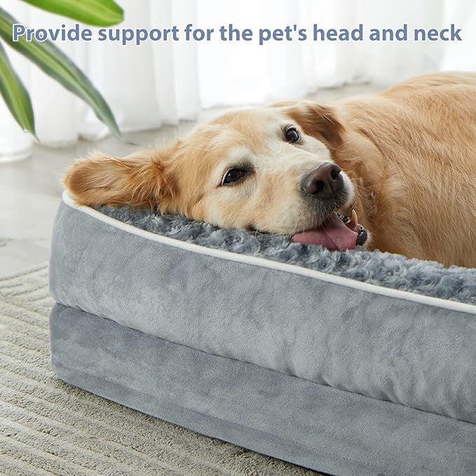 BFPETHOME Orthopedic Dog Bed for Large Dogs-Big Waterproof Sofa Dog Bed with Removable Washable Cover, Washable Pet Bed with Waterproof Lining and Nonskid Bottom,Pet Bed for Large Dogs