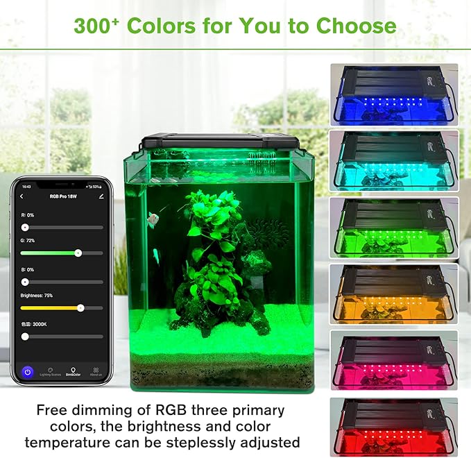 hygger 25W Smart Aquarium Light, Bluetooth LED Light with App Control, Full Spectrum Fish Tank Light with 24/7 Lighting Cycle, 5 Modes, Adjustable Timer, for 18"-24" Freshwater Planted Tank