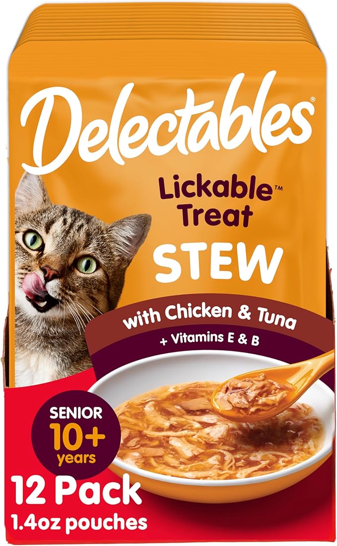 Hartz Delectables Stew Senior Lickable Wet Cat Treats, Multiple Flavors 1.4 Ounce (Pack of 12)