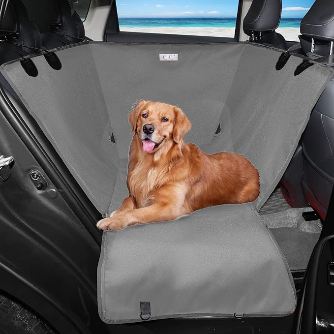 njnj Dog Car Seat Cover for Back Seat - Waterproof Dog Half Hammock for Cars,Scratchproof Pet Backseat Protector,Perdurable,Non-Slip Booster Seat for Small,Medium and Large Dogs