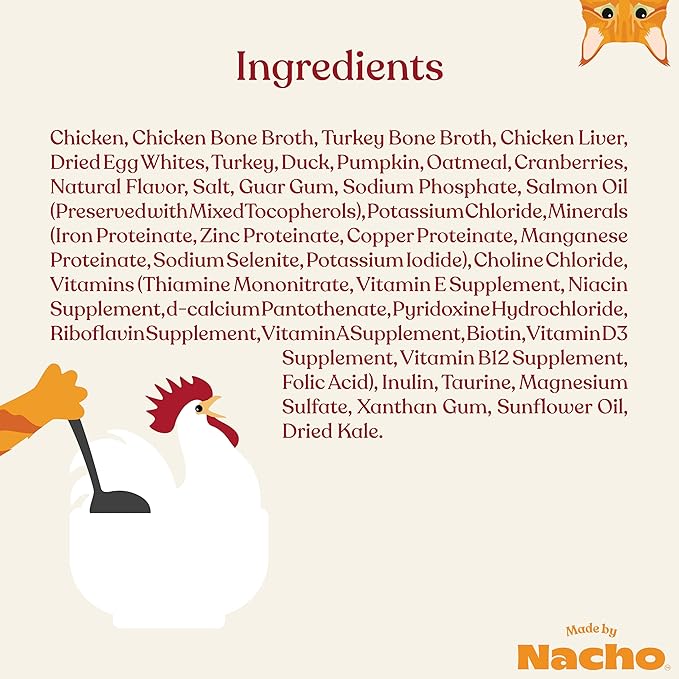 Made by Nacho Wet Cat Food, Cage-Free Minced Chicken in Bone Broth for Hydration with Prebiotics for Digestive Health, High Protein, 2.5oz Cups (10 Pack), Limited Ingredients