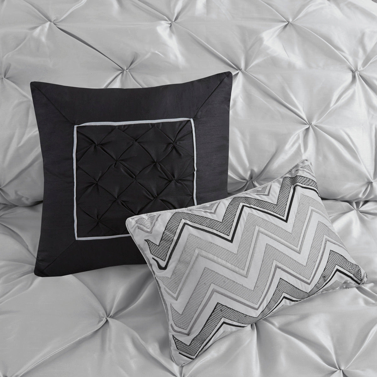 7 Piece Tufted Comforter Set Grey Full