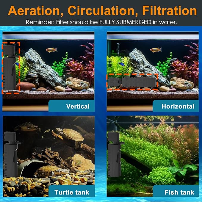 AquaMiracle Aquarium Filter with U - V Light & Pre-Filter Sponge, Fish Tank Filter with Timer for Green Water, Green Clean Machine Turtle Filter with Aeration for Aquarium and Pond 70-100 Gallon