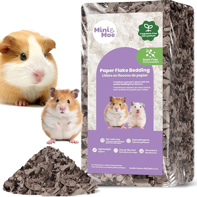 mini&moe Guinea Pig Bedding 25 Liters: Dust-Free and Odor Control Moisture Absorbent Natural Paper Small Pet Bedding - for Guinea Pigs, Hamsters, Rabbits, and Small Animal