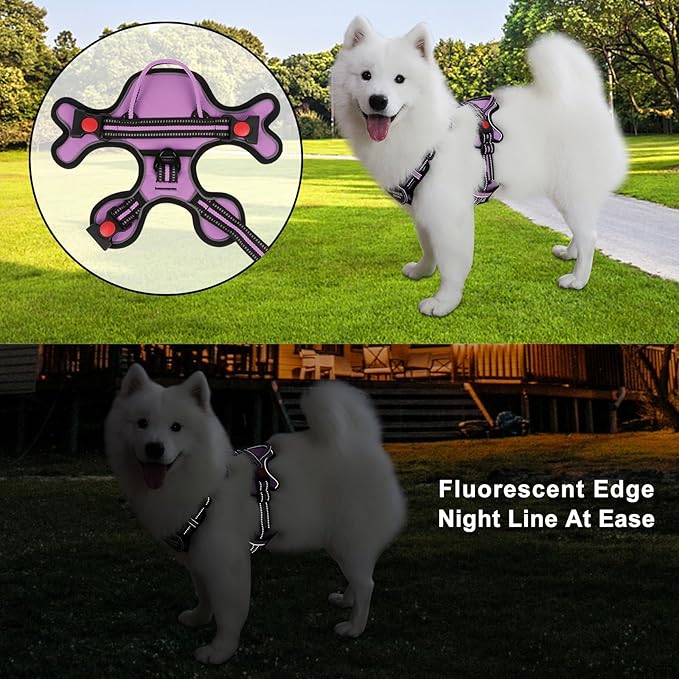 Dog Harness, Adjustable Reflective Dog Vest No Pull Dog Harness with Badge and Bow Tie for Puppy Small Medium Large Dogs