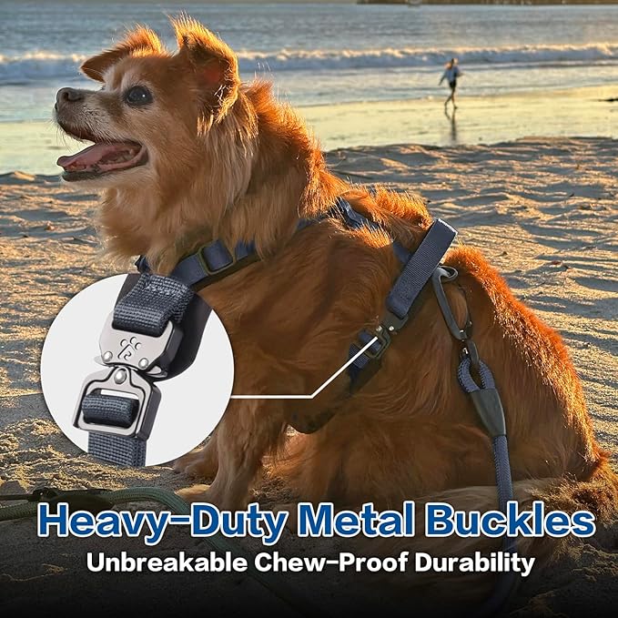 CLEPAWS Dog Harness for X-Large Dogs, No Pull Dog Harness Easy Walk with Metal Hardware, Ergonomic Y-Shaped Design, Soft Padding, Padded Handle, Durable High-Tensile Nylon (Nightfall, XL)