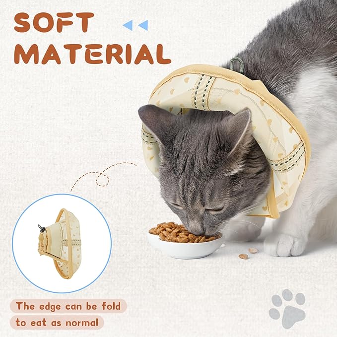 Supet Cat Cone Collar After Surgery, Soft Mesh Recovery Collar to Stop Licking and Scratching, Plastic Cone Alternative for Small Kitten, Medium, Large Cats ()