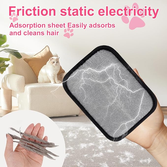 2PCS Flea Comb for Cats and Dogs with Pet Hair Remover Glove, Self Cleaning Pet Flea Cat Grooming Brush with Release Button for Massaging and Cleaning Shedding Pets Hairs