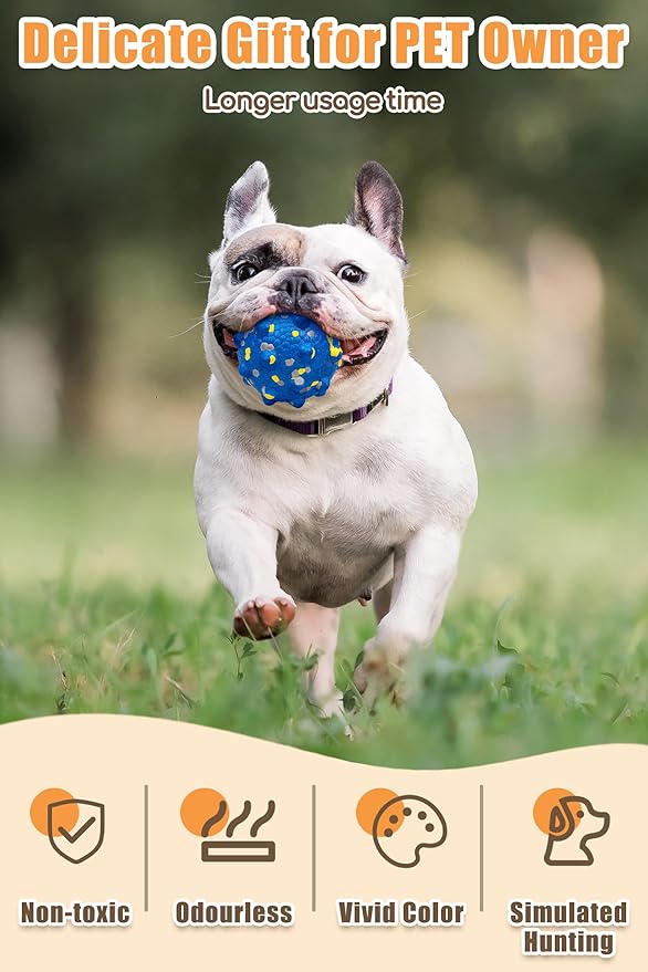 2.36'' Dog Balls for Dogs Aggressive Chewers Indestructible Tennis Durable Bouncy Interactive Dog Toy Balls for Fetch Game Floating Training(Blue Medium)