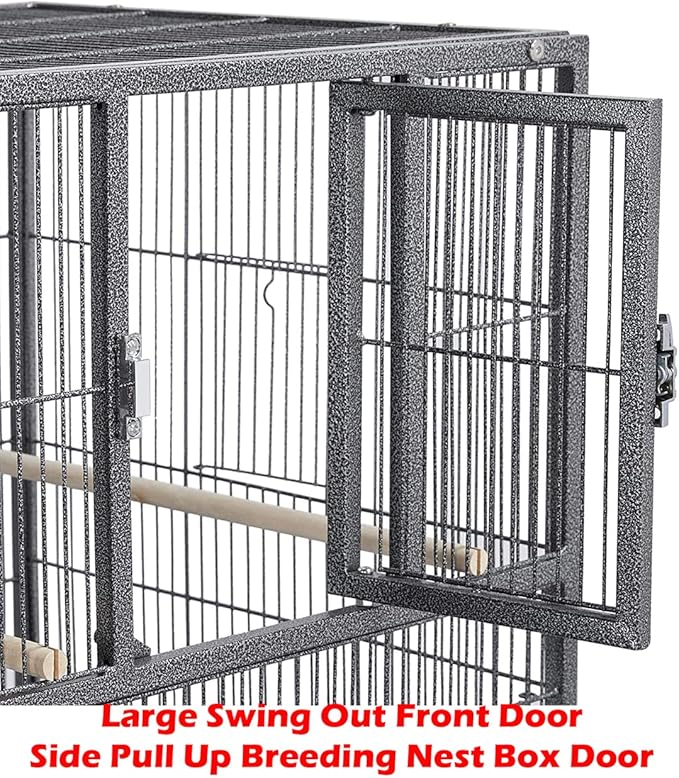Combo Breeding Stacker Center Divided Breeder Bird Flight Double Rolling Cage with Side Breeding Nest Door (Black Vein, Triple Stack)