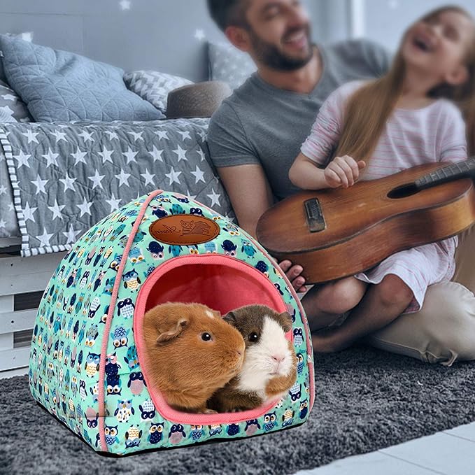 BWOGUE Guinea Pig House Bed Cozy Hamster Cave Large Hideout for Dwarf Rabbits Hedgehog Bearded Dragon Winter Nest Hamster Cage Accessories