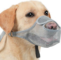 LUCKYPAW Dog Muzzle for Large Medium Small Dogs, Patented Mesh Muzzle to Prevent Biting Chewing Eating, Soft Mouth Guard with Front Opening Design for Drinking Panting(Grey, S)