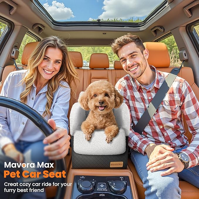Conter Console Dog car seat(Light Grey/White) (Black/White, M)