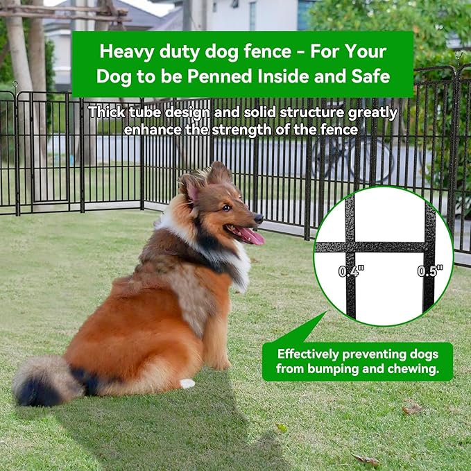Dog Playpen Outdoor 16 Panels Heavy Duty Dog Fence 47" Height with Thick Pipe Anti-Rust with Doors Portable for RV Camping Yard, Total 36FT, 103 Sq.ft, Snowy Black
