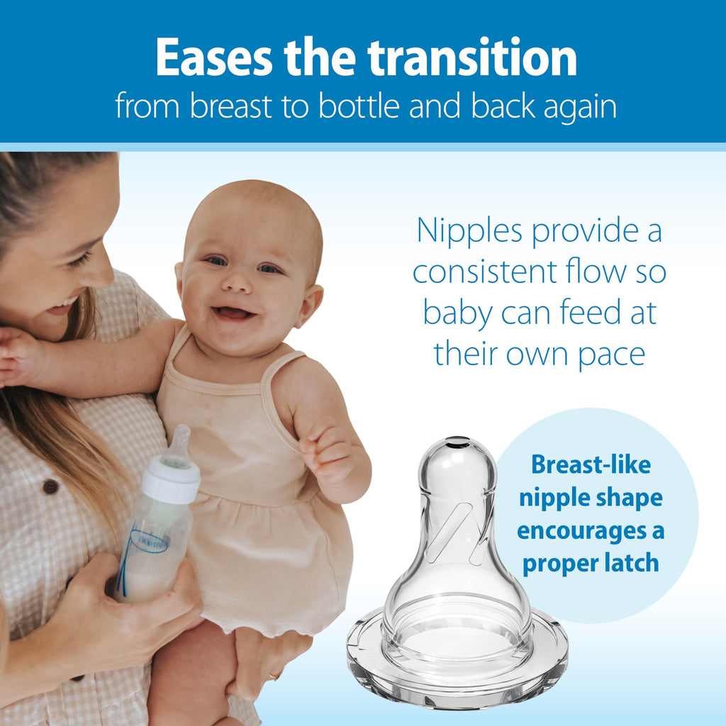 Dr. Brown's Natural Flow Anti-Colic Options+ Narrow Baby Bottle, Pink Floral, 8 oz/250 mL, with Level 1 Slow Flow Nipples, 0m+, 4 Pack