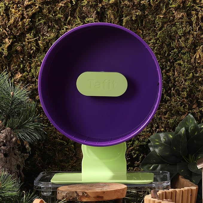 Quiet Hamster Wheel 10.2 Inch Dual-Bearings Silent Small Animals Running Exercise Wheel Height Adjustable for Syrian Hamsters, Gerbils, Rats, or Other Small Pets, Grape Purple