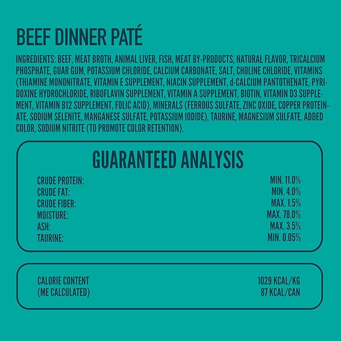 A Strong Heart Canned Wet Cat Food, Beef Dinner Paté - 3 oz Cans (Pack of 24), Made in The USA with Real Beef