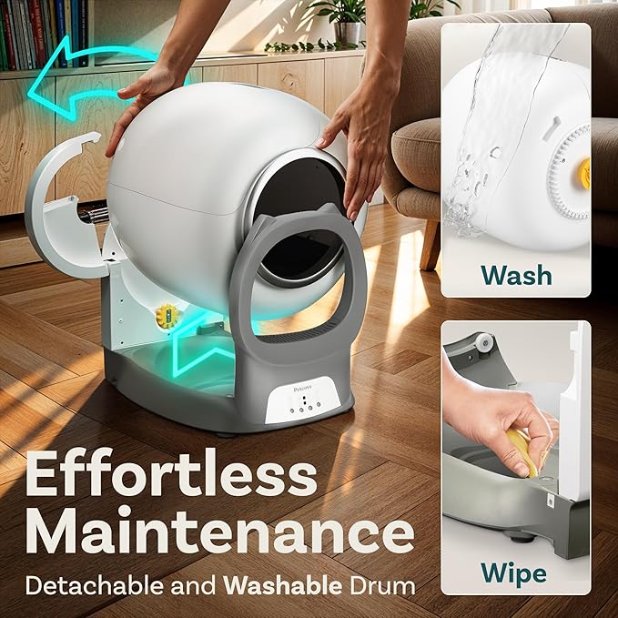 Self Cleaning Litter Box with Auto Safety Sensors for Multiple Cats - Automatic Cat Litter Box Self-Cleaning - Covered Odor Removal with APP Control - Compatible On All WiFi - Electric Robot
