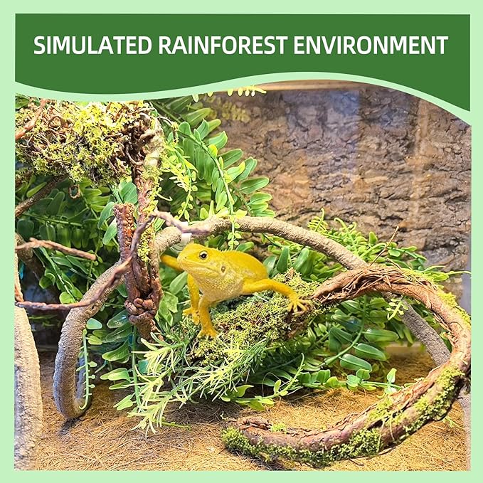 BNOSDM Reptile Vines, Bendable Jungle Climbing Vine, Terrarium Artificial Plants Decor, Reptiles Tank Accessories for Bearded Dragons, Chameleons, Snakes, Lizards, Hermit Crabs