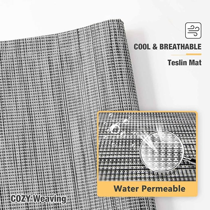 Veehoo Chew Proof Elevated Dog Bed - Cooling Raised Pet Cot - Silver Aluminum Frame and Durable Textilene Mesh Fabric, Unique Designed No-Slip Feet for Indoor or Outdoor Use, Black Silver, Large