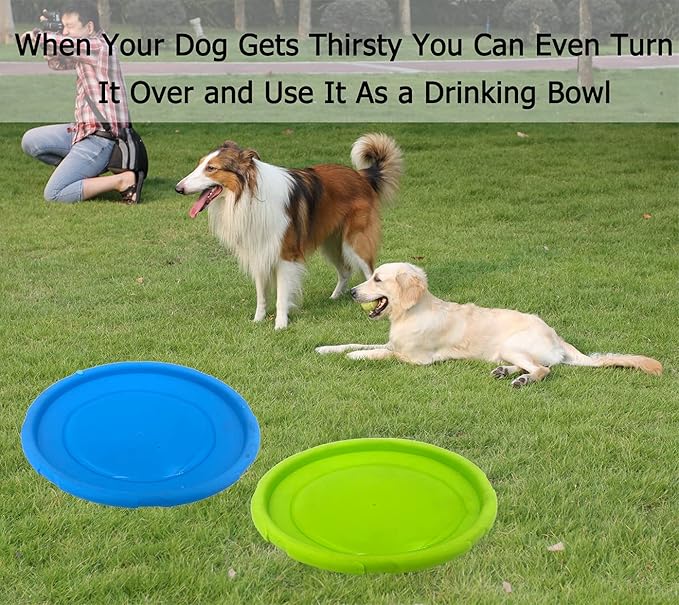 Dog Flying Disc, 2 Pack Dog Flyer Toys, Soft Rubber Interactive Lightweight Flying Disc Dog Toy for Small Large Dogs - Floats in Water & Safe on Teeth, 7.2 inch.