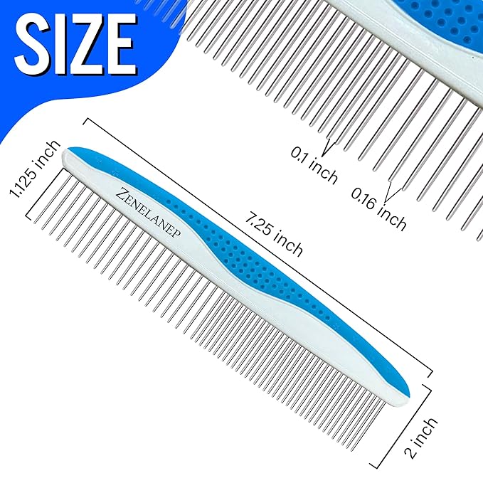 Dog Grooming Comb for Matting – Metal Dematting Comb with Stainless Steel Teeth & Non-Slip Handle (Style 1)
