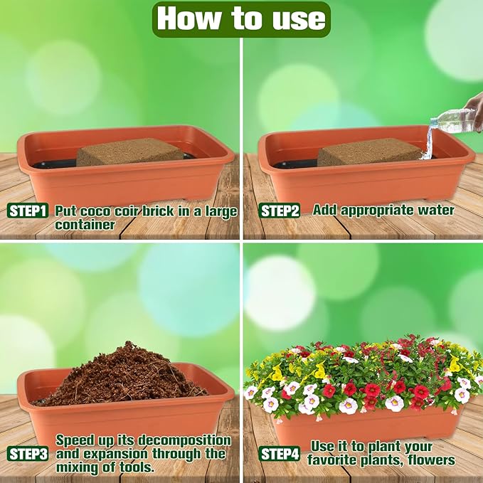 ZeeDix 5 Pack Premium Coco Coir Brick, Organic Compressed Coconut Coir Bricks Seed Starter Potting Soil for Plants, Coconut Fiber Substrate with Low EC & pH Balance for Gardening Flower Herbs