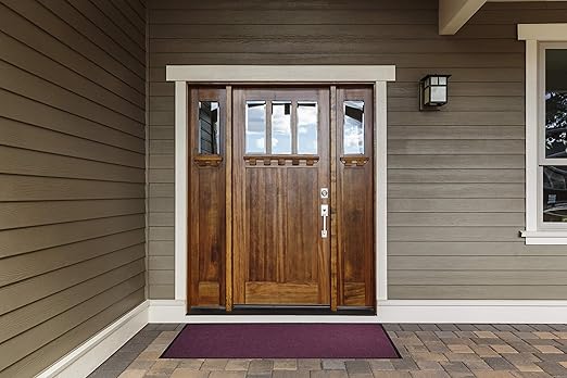 WaterHog Diamond | Commercial-Grade Entrance Mat with Rubber Border – Indoor/Outdoor, Quick Drying, Stain Resistant Door Mat (Solid Red, 3' x 12')