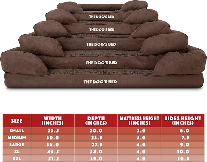 The Dog’s Bed, Large Brown Plush 36x27, Memory Foam, Pain Relief: Arthritis, Hip & Elbow Dysplasia, Post Surgery, Lameness, Supportive, Calming, Waterproof Washable Cover, Veterinary Approved