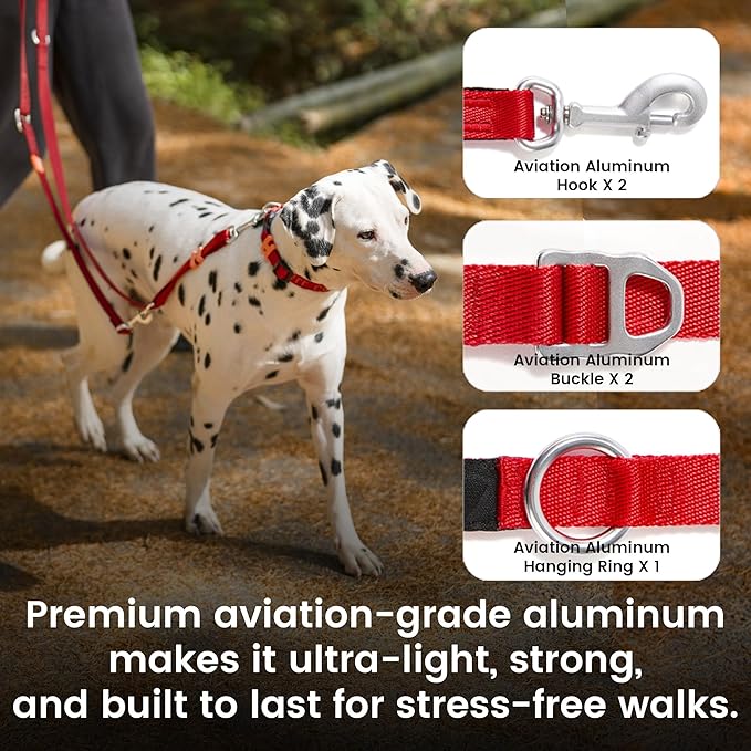 HOWGO 8-in-1 Multifunctional Hands Free Dog Training Leash with Padded Handle, 8.5 FT Nylon Adjustable Length, Lightweight Aviation Aluminum, Crossbody Waist Leash for Puppy Medium Large Dogs (Black)