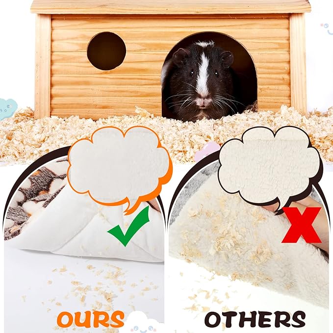 Yulejo 6 Pieces Guinea Pig Bed Plush Hamster Mat Bunny Bed Small Animal Sleeping Bedding Pads with Cleaning Dustpan Brush for Chinchilla Squirrel Hedgehog Small Animals (Vivid Color, Heart)