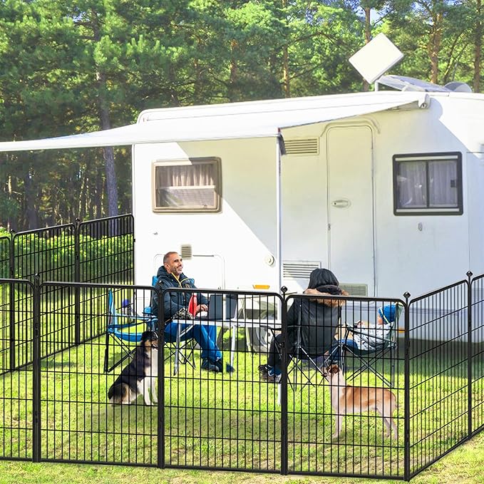 Dog Playpen 40 inch 20 Panels Indoor Outdoor Dog Pen for Large/Medium/Small Dogs Heavy Duty Metal Dog Fence Outdoor for Yard, Puppy Playpen with Door Portable Pet Fence for RV Camping Yard